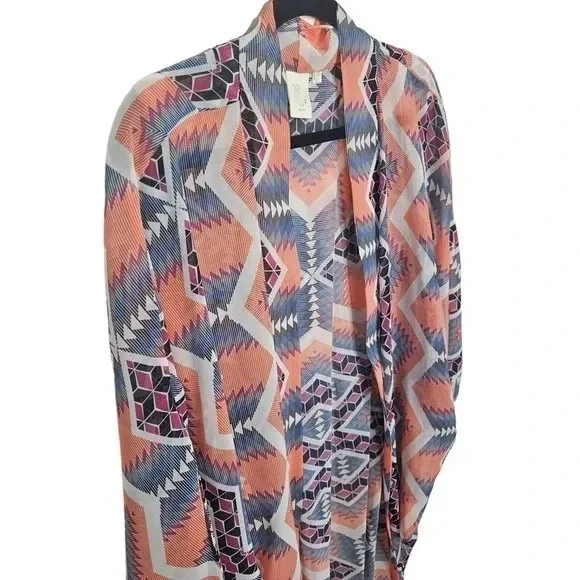 Anthropologie E by Eloise Sheer Cocoon Kimono Geometric Print One Size NWOT - Picture 6 of 7